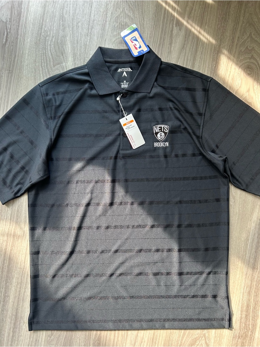Authentic Brooklyn Nets Polo Golf Shirt in Black on Black (Medium) - Picture 11 of 12